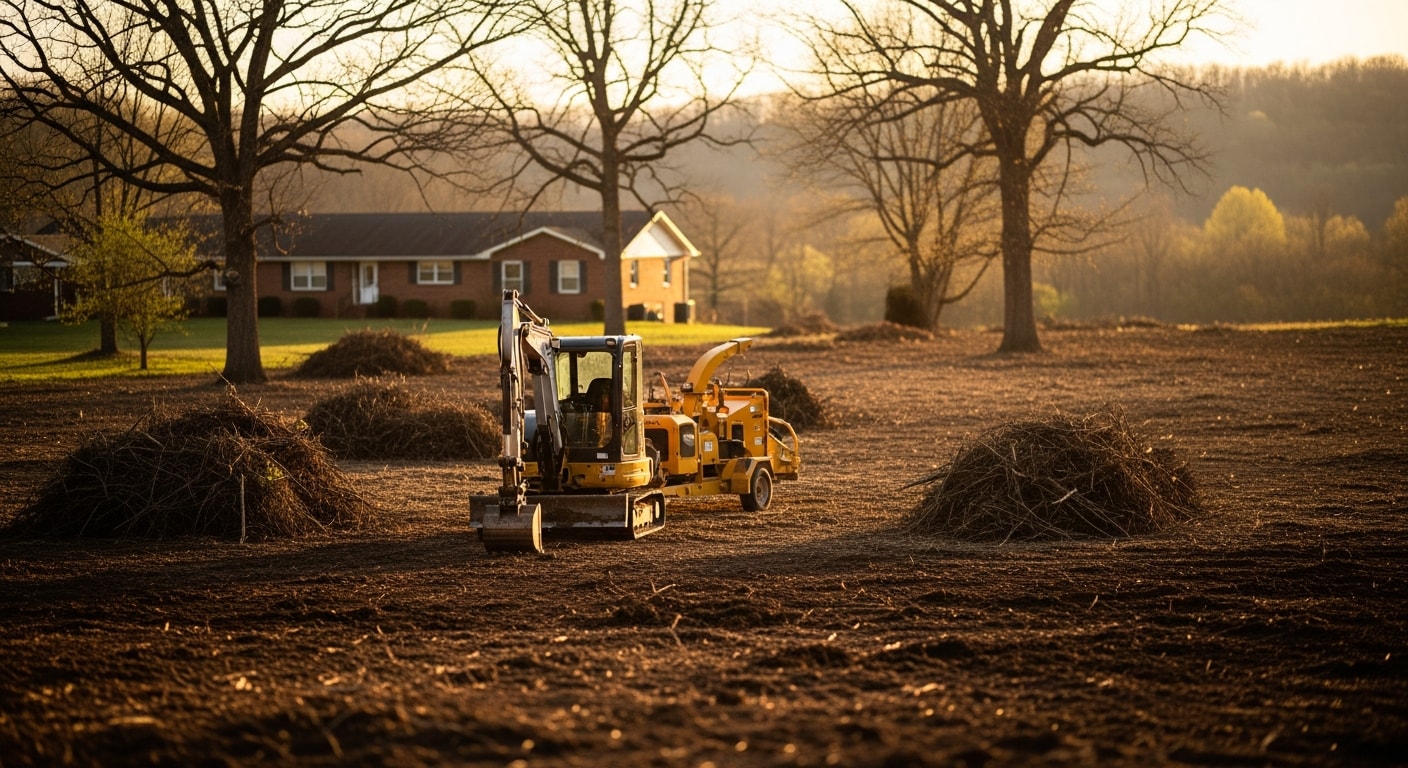 Cleared land ready for construction or development