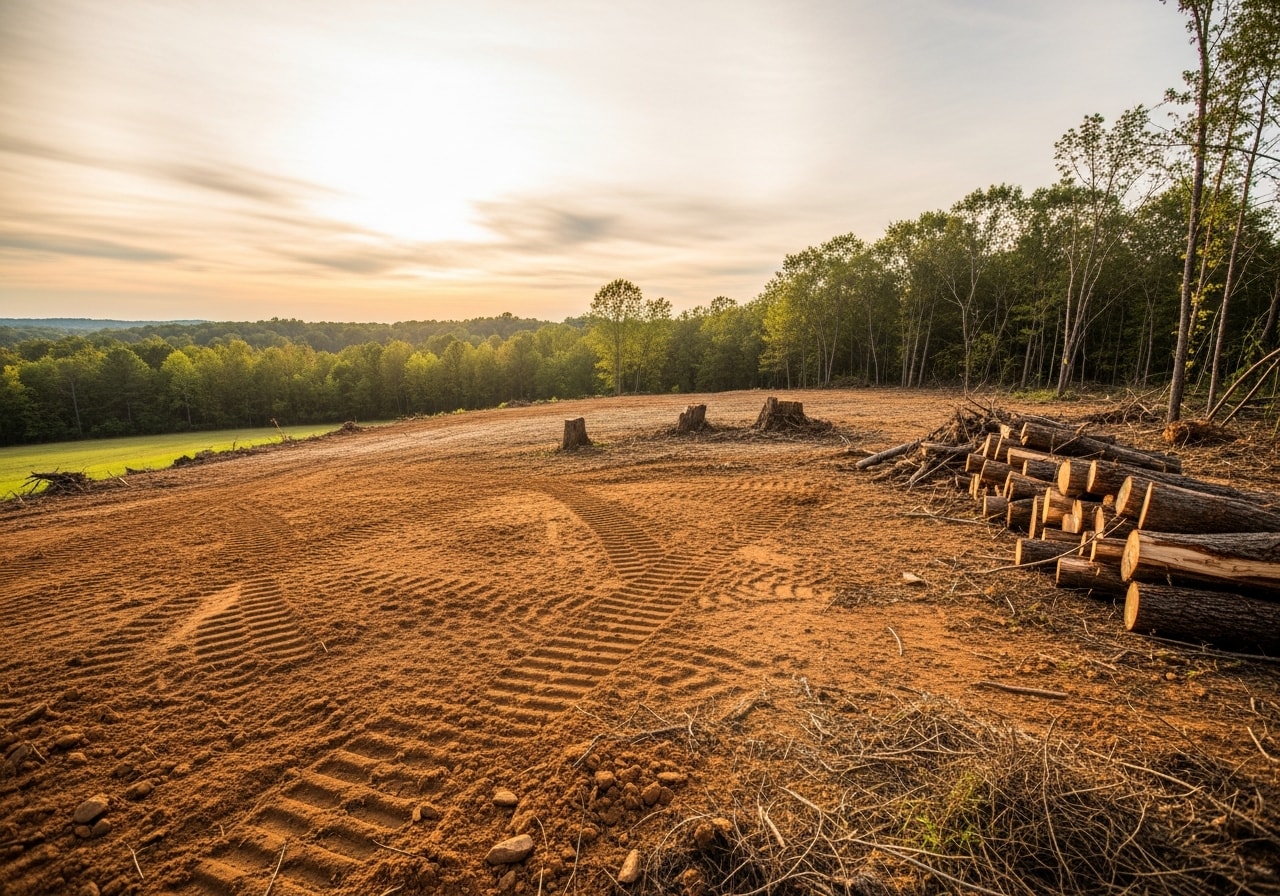 Cleared residential lot with removed brush and timber, Spencer County