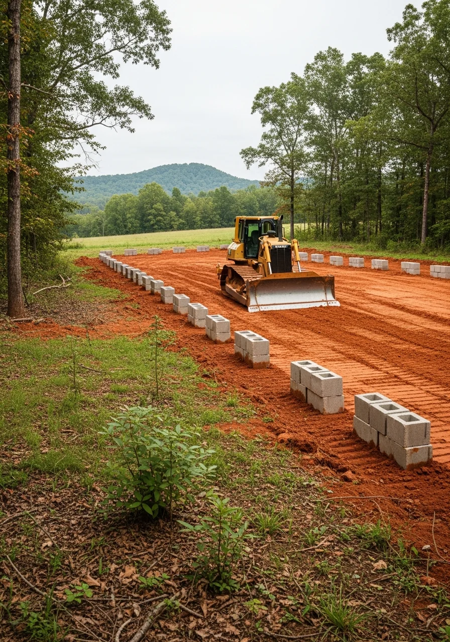 Service professional working on Henry County property in natural setting.
